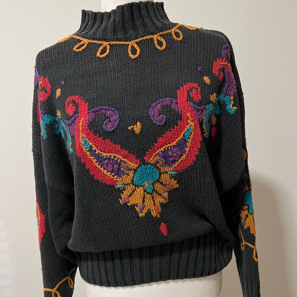 Embroidered knit sweater